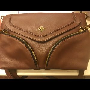 Brown leather handbag